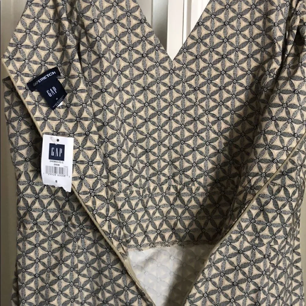 Gap khaki &blue geometric stretch cotton dress 8